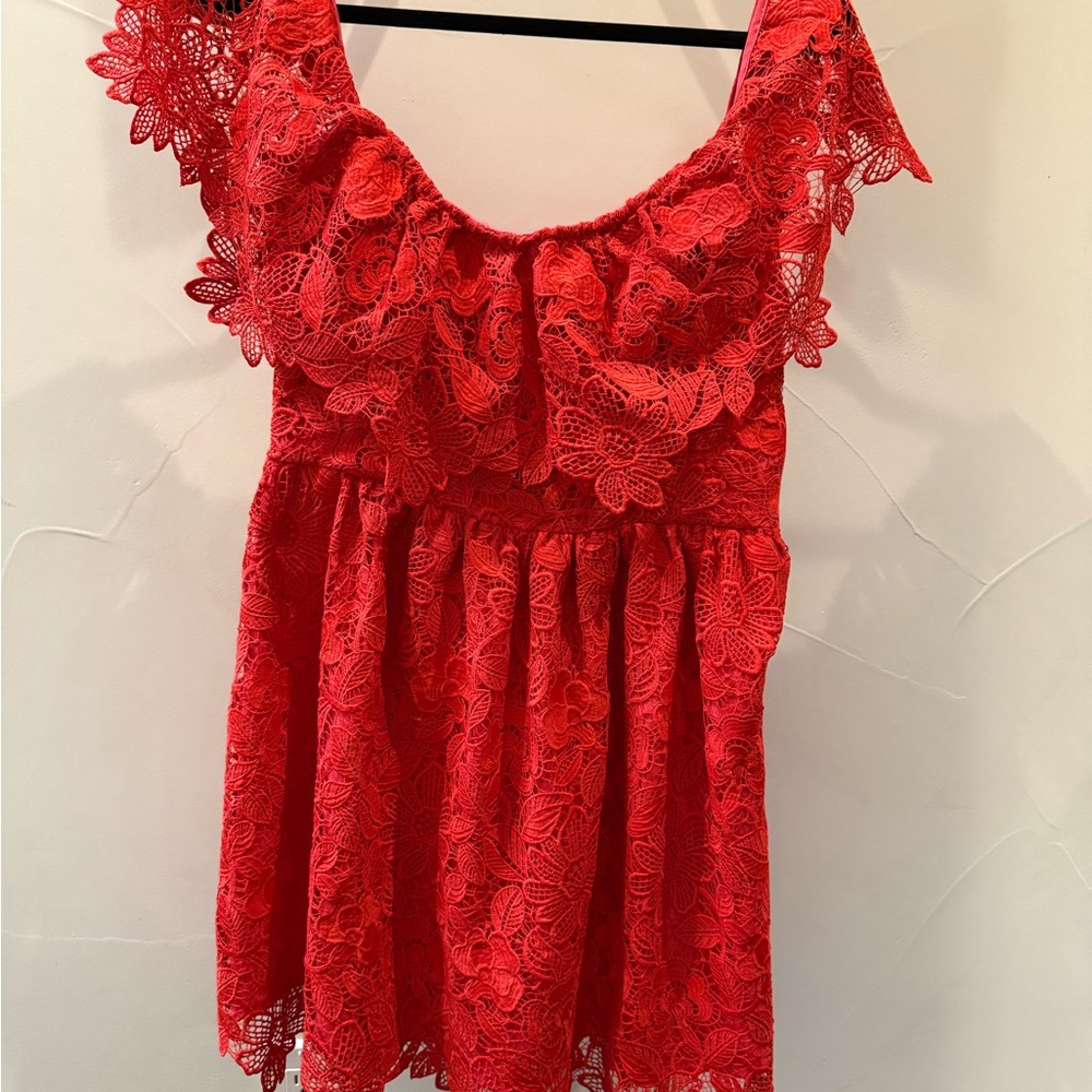 Lovers + Friends Red Lace Mini Dress